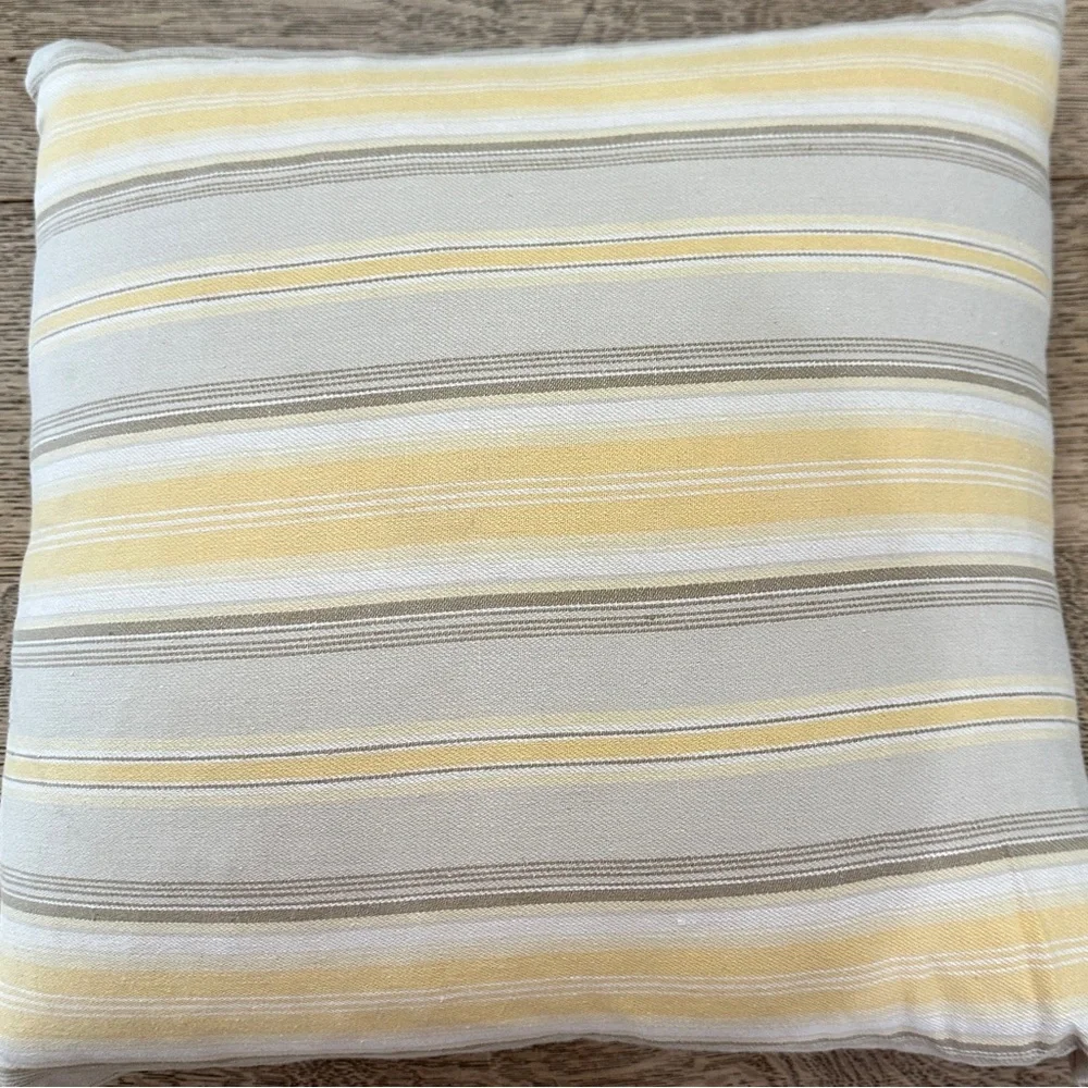 Pottery Barn Belmont Stripe Maize Pillow Cover and Insert Linen Cotton